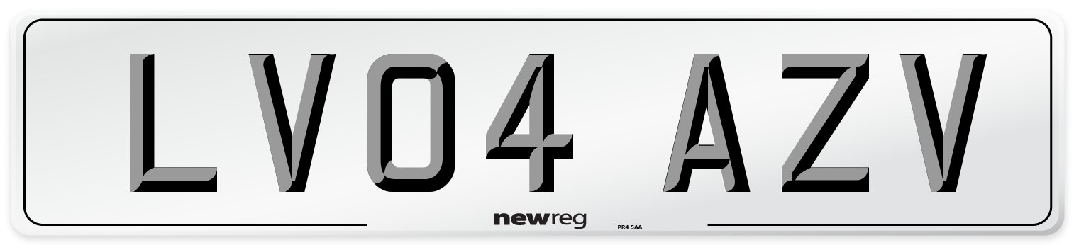LV04 AZV Number Plate from New Reg